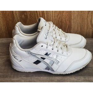Asics Cheer 8 GS Kid's Size 12 White Silver Black Cheerleading Shoes